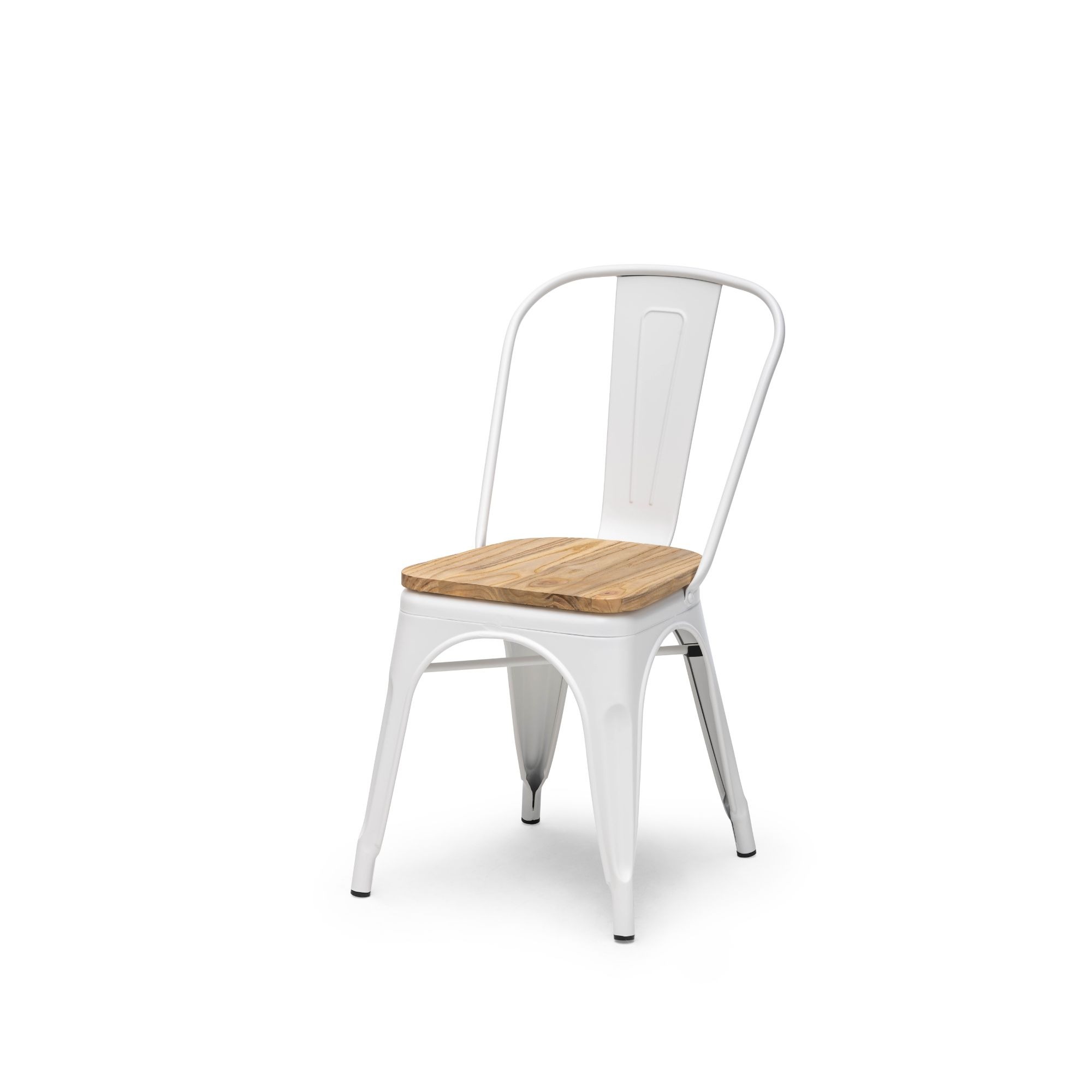 Tolix Chair White - Elm seat